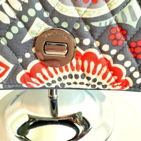 Vera Bradley Flap Zipper Closure Wallet Purse Crossbody Blue/Gray Timeless - Picture 4 of 11